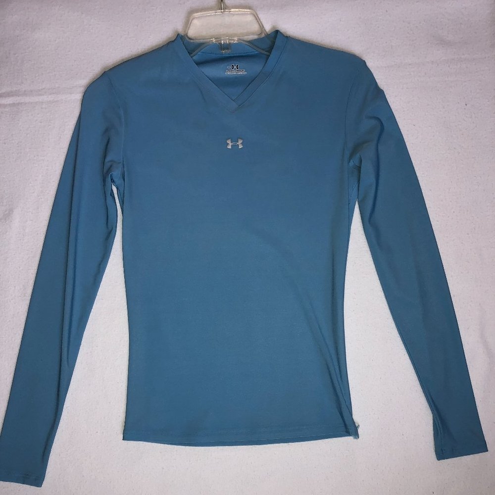 Under Armour Long Sleeve Compression Training Shirt, Baby Blue, Medium
